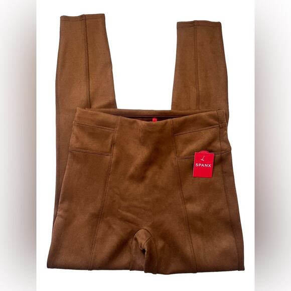 Spanx faux suede leggings small rich caramel NEW small - Picture 7 of 13